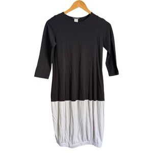 Basic Colors Black White Color Block Bubble Hem Dress Knee Length Girls 16